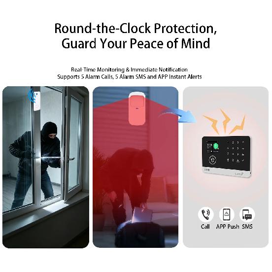 Tugard Домашний полный комплект охранной сигнализации WiFi GSM Smart Link Приложение Удаленная видеосвязь Оповещение Дверь Окно Противоугонная камера