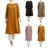 Muslim Loose Casual Long Sleeve Button Embellished Women's Long Sleeve Shirt Dresses