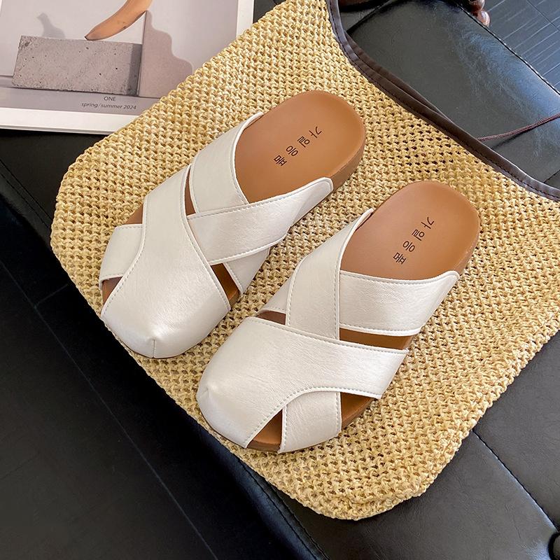 Half slippers women's summer wear new one-pedal pregnant women's single shoes soft-soled bag head sandals