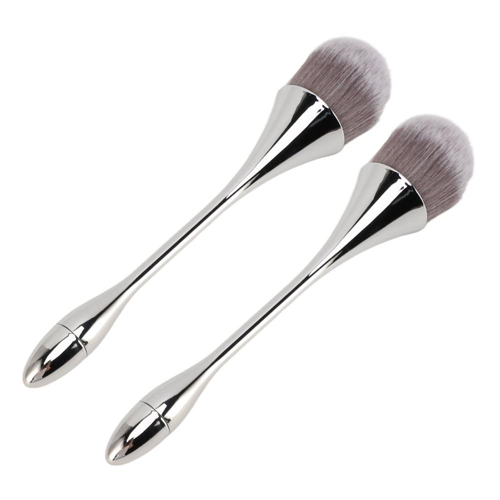 2pcs Soft Bristles Nail Art Powder Brush Ergonomic Handle Powder Remover Brush For Manicure Use