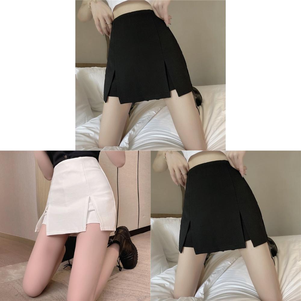 Womens White Summer A Line Skirt With High Waist And Side Split For Street Style Fashion