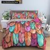 Feathers Duvet Cover Queen/King Size Boho Colorful Bird Feather Bedding Set Tropical Leaves 2/3pcs Polyester Comforter Cover