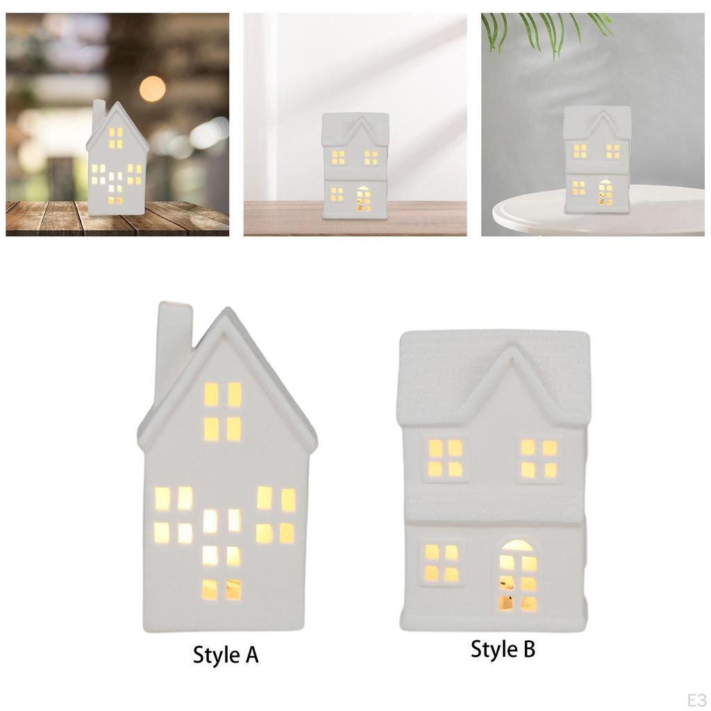 Керамические рождественские деревенские домики украшения ночник миниатюрный светодиодный зимний