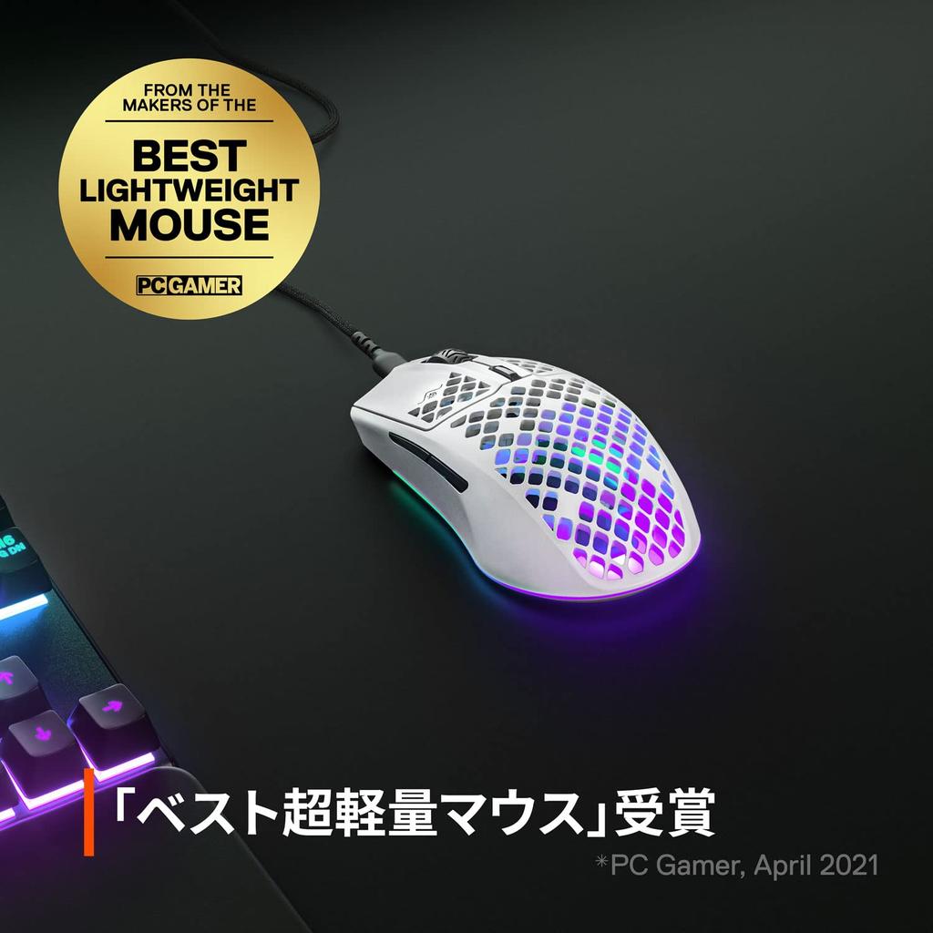 Игровая мышь SteelSeries проводная Aerox 3 Snow Сверхлегкая Стандарт IP54 Водонепроницаемая Пыленепроницаемая Сенсор TrueMove Core Включает кабель Super Mesh USB-C