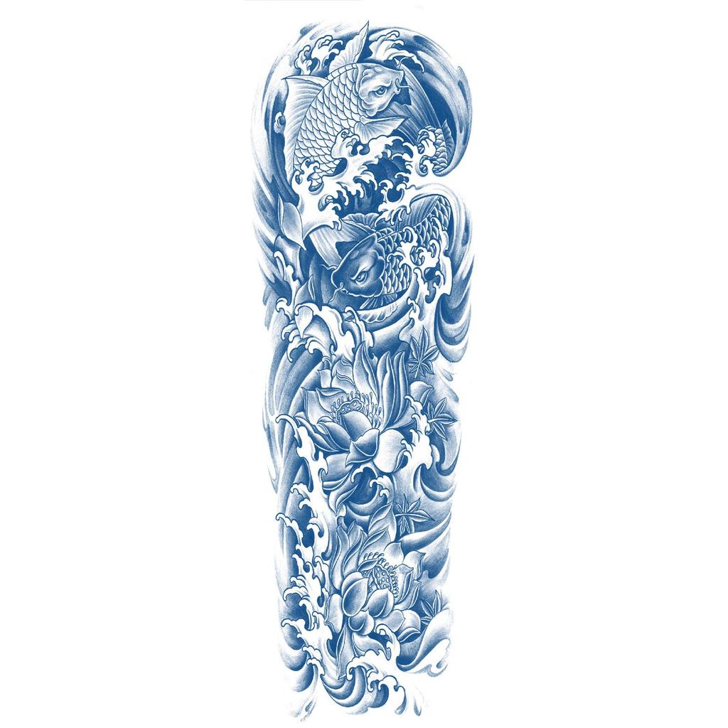 1 Sheet Waterproof But Removable Semi Permanent Herb Tattoo Full Arm Tattoo Tiger Lion Flower Tattoos for Men And Women