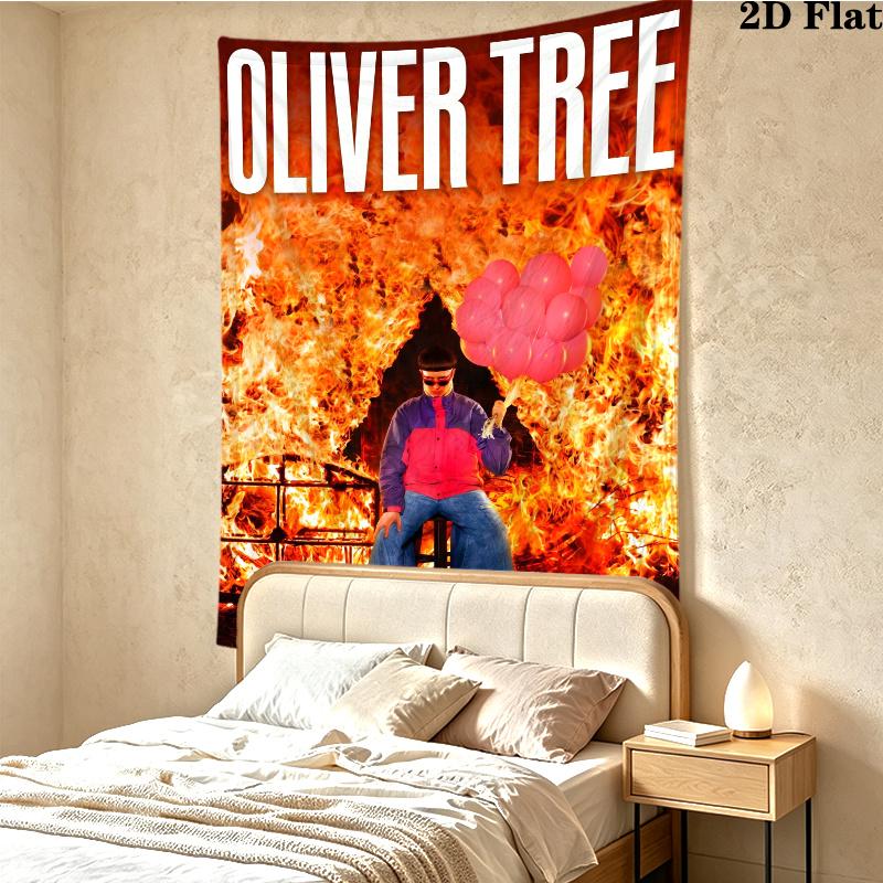Oliver Tree Wall Tapestry Aesthetic Wall Hanging Printed Fabric Blanket Decorative Tapestries for Bedroom Living Room Home Decor