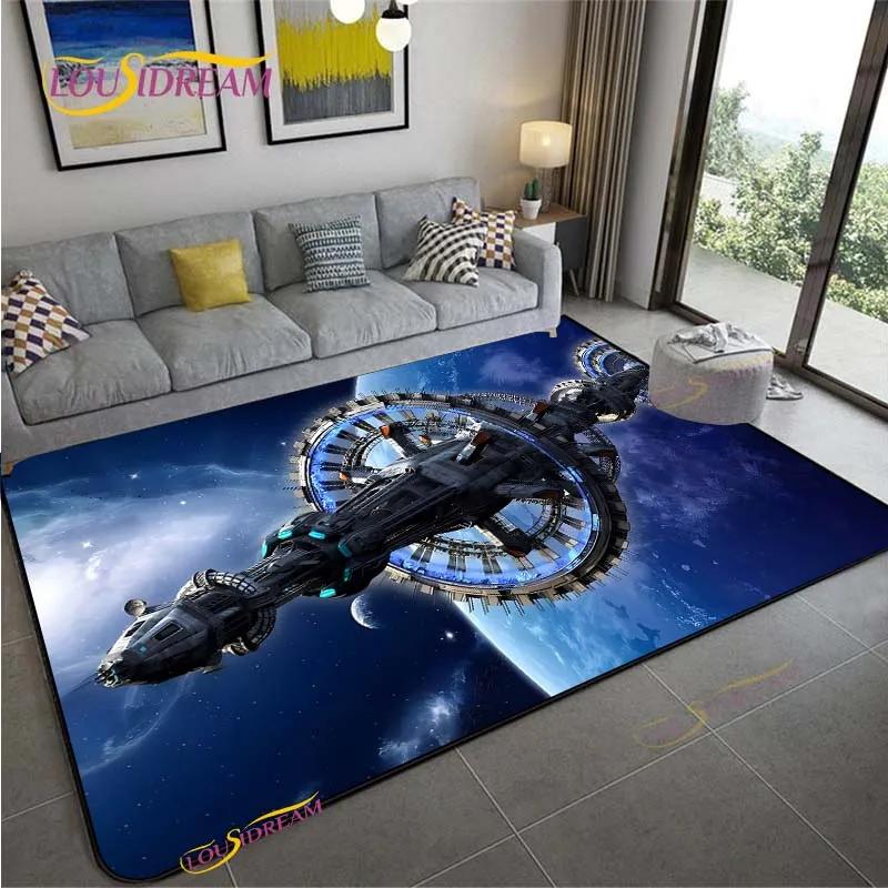 3D Ковер Космическая Станция для Гостиной Спальни Стола Кинотеатра Кухонный Дверной Детский Нескользящий Коврик для Пола Альфомбра Подарок на День рождения