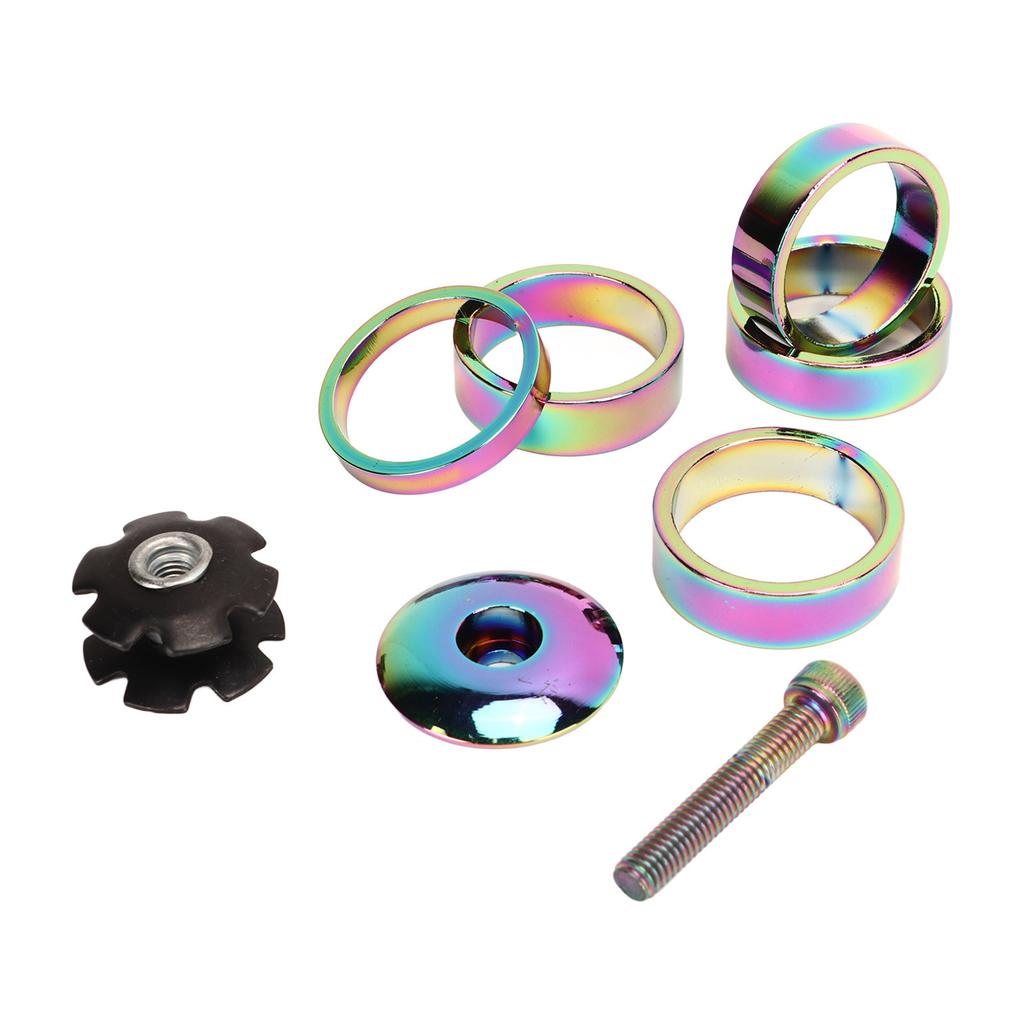 28.6mm Bike Headset Spacers Aluminum Alloy Colorful Stem Top Cap Headset Star Nut Set for Mountain