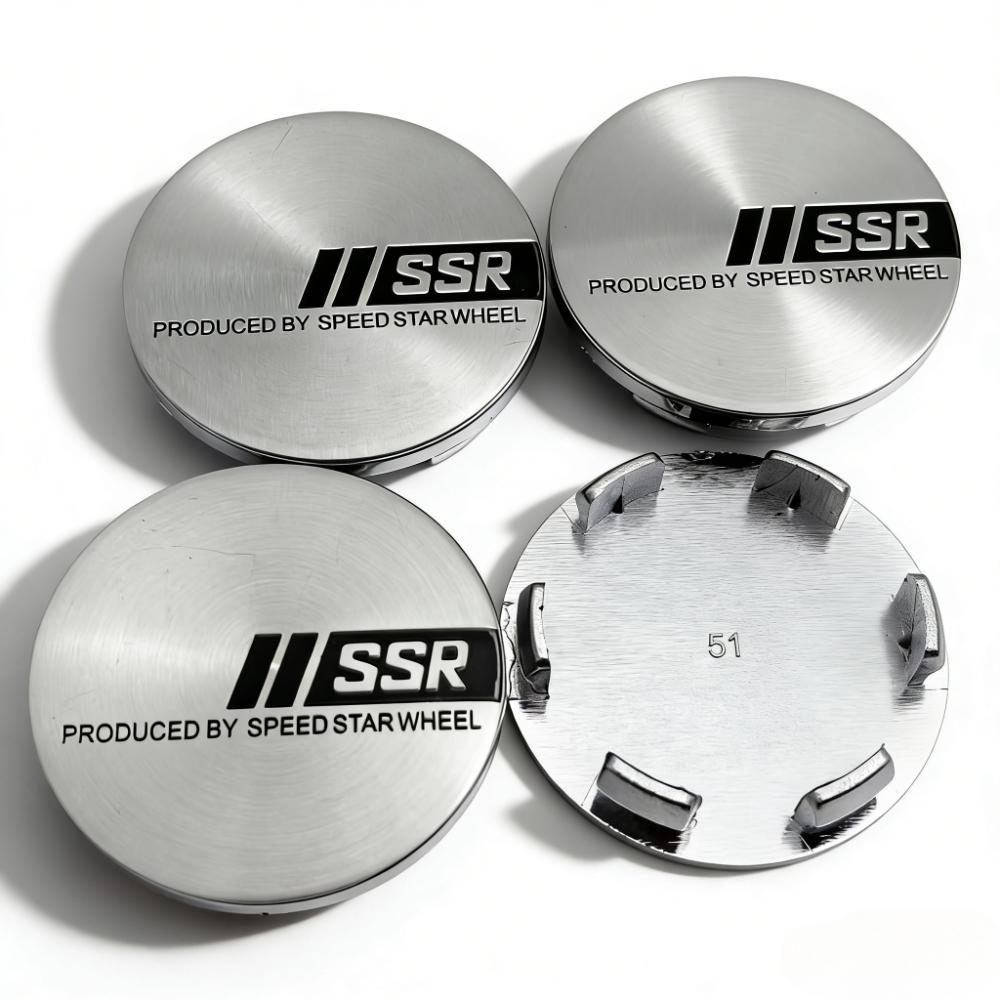 4pcs SSR Logo Badge Emblem Car Wheel Center Caps OD 51MM Clip 46MM Wheels Hub Cap Rim Hubcaps Dust Cover Replace Car Accessories