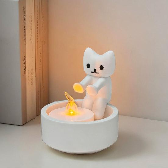 Милый Подсвечник-Кошка, 3D-печатный Подсвечник для Чайной Свечи, Белый Котёнок-Подсвечник, Подарок для Любителей Кошек