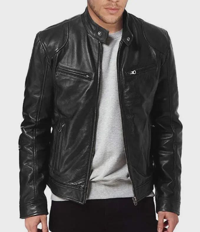 Men's PU Leather Bomber Motorcycle Jacket
