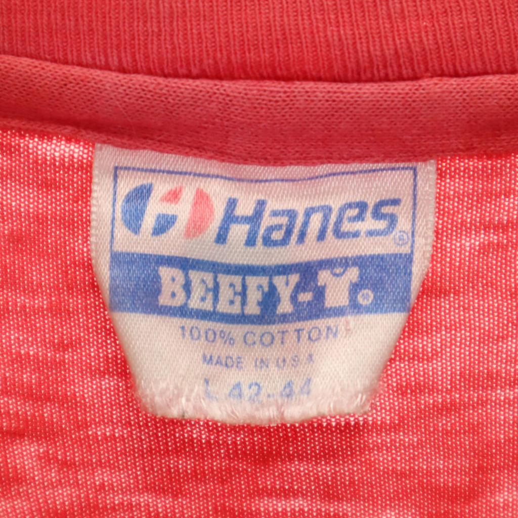 HANES 80-е 90-е BEEFY-T Сделано в США старая футболка с коротким рукавом L Одинарная строчка Мужская Б/У