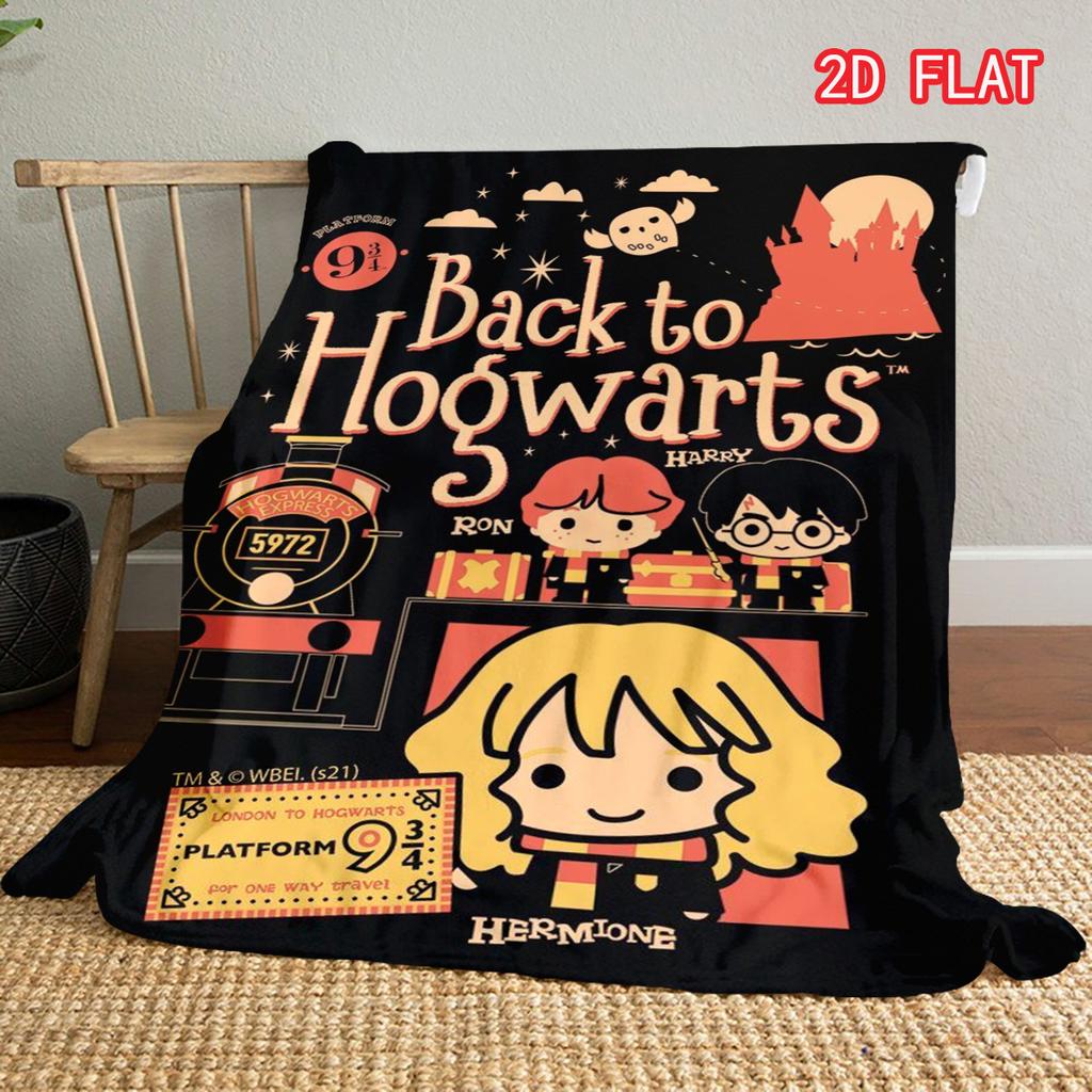 Back to Hogwarts Print Flannel Blanket, Soft Cozy Throw for Harry Potter Fans