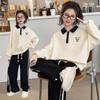 2025 Girls' Fashionable Spring & Autumn Lapel Sweatshirt - Casual Outerwear