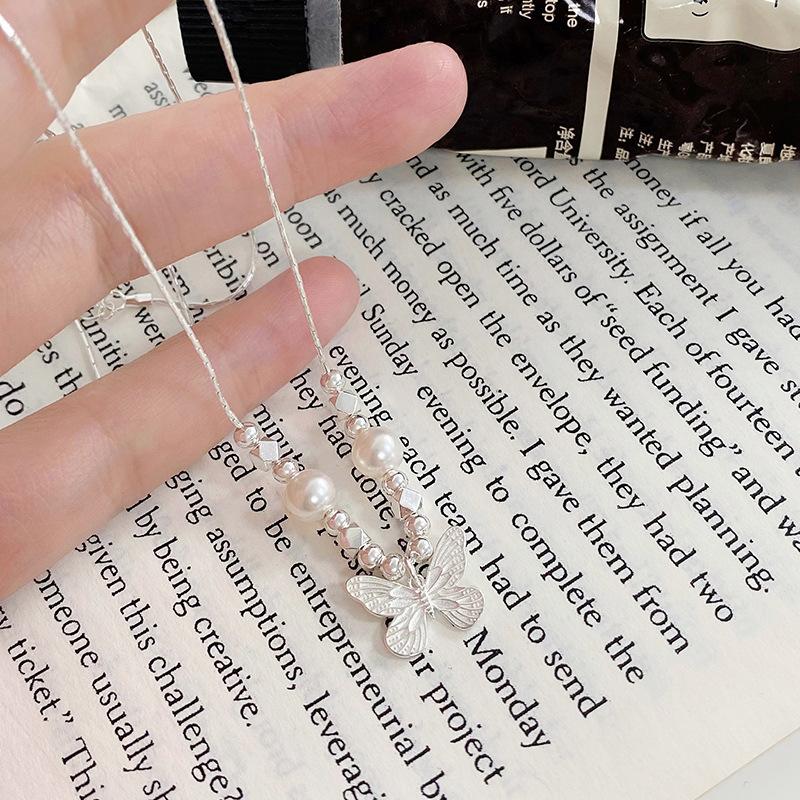 Новое китайское ожерелье с бабочкой из жемчуга для женщин Ins Light Luxury High-end Design Sense Clavicle Chain