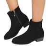 European and American Foreign Trade Side Zipper Thick Heel Suede Martin Boots Women's Cross-border Low Heel Large Size Thin Short Bare Boots