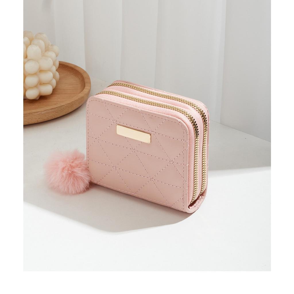 Маленькая сумка-меховой шарик, Двухслойный кошелек, Алмазная сетка, Женский, Короткий, Ручной, Кошелек для монет