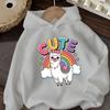 Casual children's sweatshirt/hoodie, cute sheep with English print, soft hooded pullover sweatshirt.