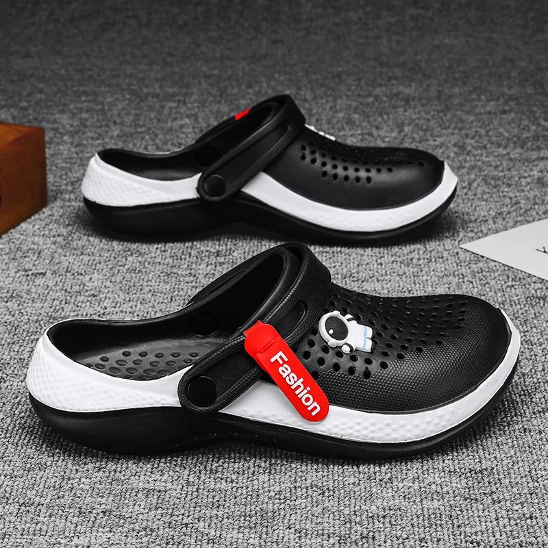 Мужские садовые сабо, летние сандалии для мужчин, модные женские пляжные тапочки, обувь для душа, дышащие сандалии из ЭВА, шлепанцы