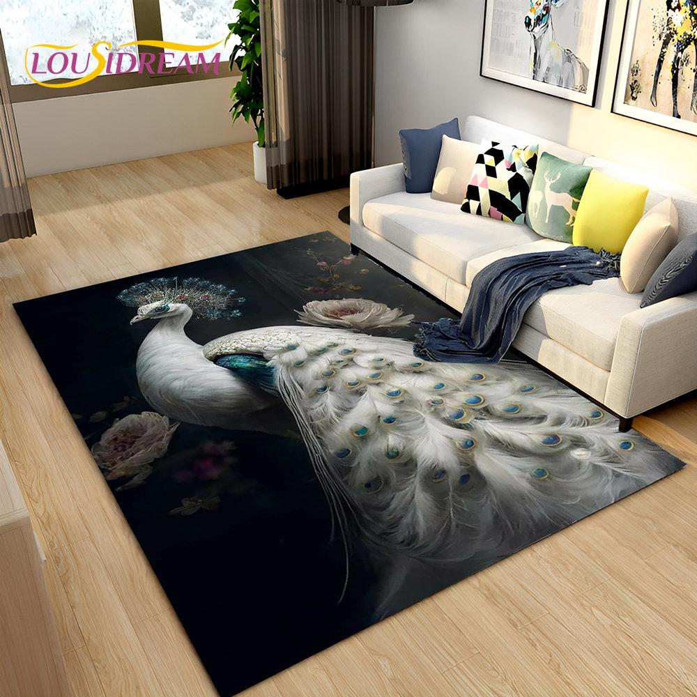 3D коврик с рисунком павлина, птицы, животного, ковер для гостиной, спальни, дивана, коврик для кухни, декор, детский нескользящий напольный коврик