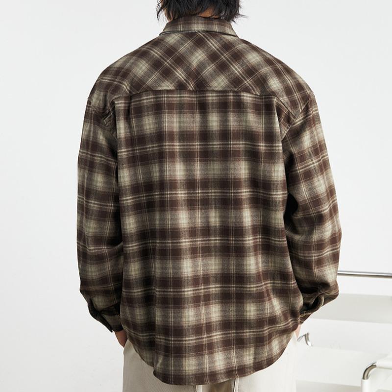 Весенняя новинка для мужчин, американская ретро-куртка с длинным рукавом в клетку