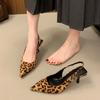 Женские туфли на высоком каблуке с леопардовым принтом и узким ремешком на пальцах, женские летние сандалии 2025 года
