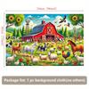 One large farm animal backdrop with a red barn, horses, sheep and chickens - 8x6 feet rural style party backdropDJH