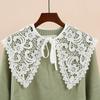 Women Girls Vintage Lolita False Fake Collar Shawl Sweet Ruffles Lace-Up Bow Decorative Necklace Choker Short Poncho