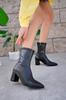 Женские современные стильные модные женские черные эластичные ботильоны на среднем каблуке с острым носком