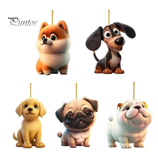 Подвесное украшение для автомобиля, симпатичная собачка, подвеска для зеркала заднего вида с шнурком, простая в установке акриловая подвеска для автомобильного зеркала