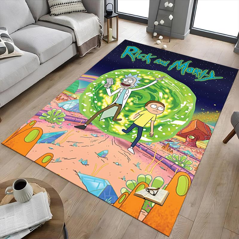 Rick Morty Adventure Carpet For Playroom Bedroom Living Room Sofa Home Decorkids Game Area Rug Nonslip Floor Mat