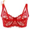 Тонкий Прозрачный Сексуальный Бюстгальтер из Полного Кружева на Косточках Без Подкладки Свежая Регулировка Большой Размер Чашка BC 34-40