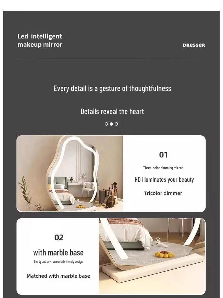 2024 Умное облачное зеркало для макияжа с подсветкой: Стильное настольное косметическое зеркало