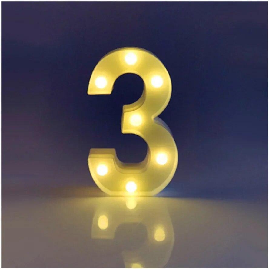 Alphabet Letter LED Lights Luminous Number Lamp Battery Warm Night Light for Home Wedding Birthday Christmas Party Decoration