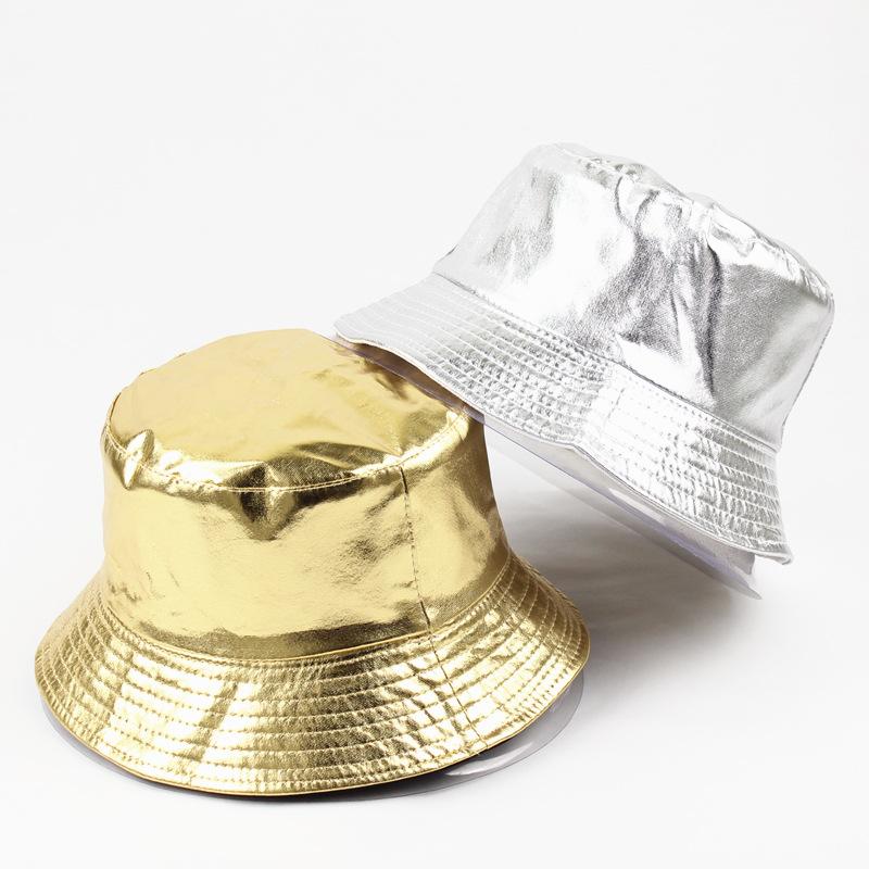 Двусторонняя шляпа Punk Basin Hat - модная складная кепка Fisherman с блестящей золотисто-серебристой отделкой, регулируемый ремешок для взрослых унисекс