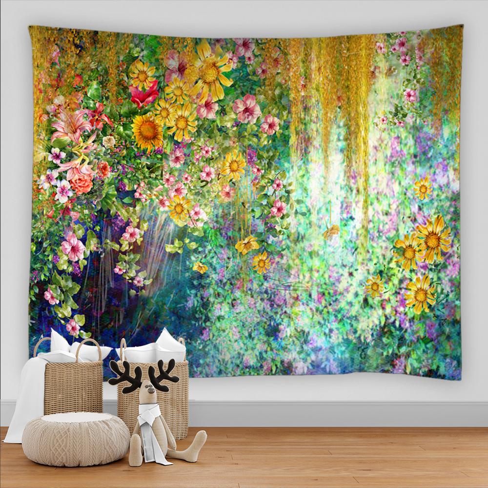 3D Colorful Flower Tapestry Beach Wall Tapestry Psychedelic Home Living Room Background Wall Fabric Decorative Tapestry