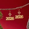 Золотистый цвет 2026 Серьга-подвеска Минималистичная подвеска для уха Мода Новый год Номер Серьга Подарок