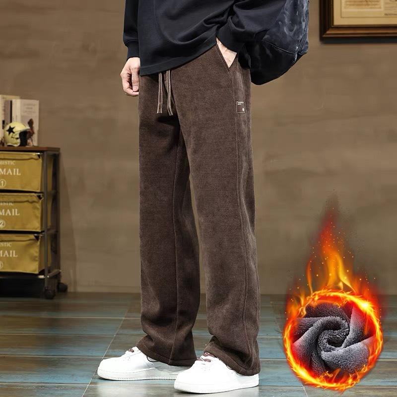 2024 Новые зимние толстые бархатные спортивные и досуговые брюки весна-осень зимние вельветовые брюки мужские прямые брюки с поясом