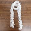 Breathable Pearls Lace Long Scarf Lightweight Large Wave Flower Shape Thin Ribbon Waistband White Pastoral Style