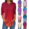 Women's Fashion Casual Three-quarter Sleeve Gradient Printed Round Neck T-shirt Top