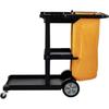 Cleaning Cart, 3-Shelf Commercial Janitorial Cart, 200 lbs Capacity Plastic Housekeeping Cart, with 25 Gallon PVC Bag, 47" x 20" x 38.6", Yellow+Black