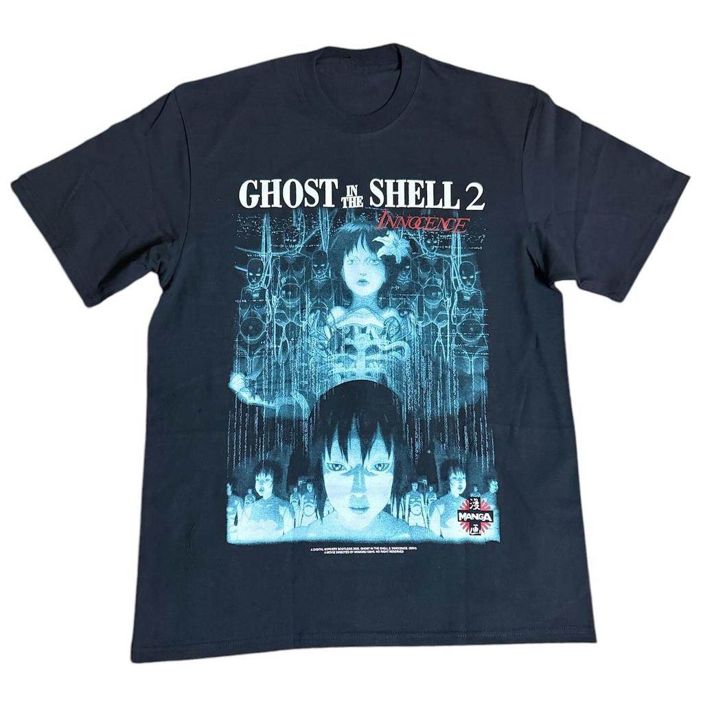 Ghost In The Shell 2 Innocence Cool Black Short Sleeve T-Shirt Cyberpunk Full Trendy Brand Small Neckline T-shirt