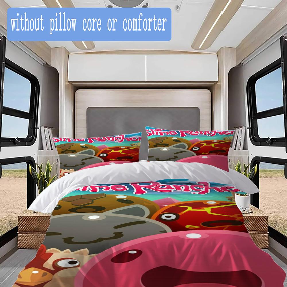 Slime Rancher print Pattern Bedding,Quilt Set Quilt Cover Pillowcase Home Birthday Gift (1*duvet cover+2*pillowcase,without core)XSJT0917479