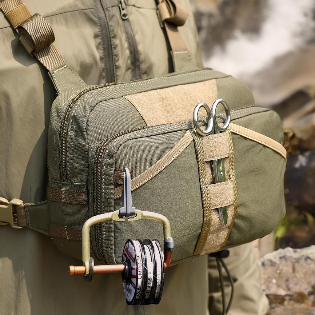 VOTAGOO GEAR Fishing Vest, Fishing Bag, Multifunctional Chest Pack (JP, Alphabet, Free Size, GREEN)