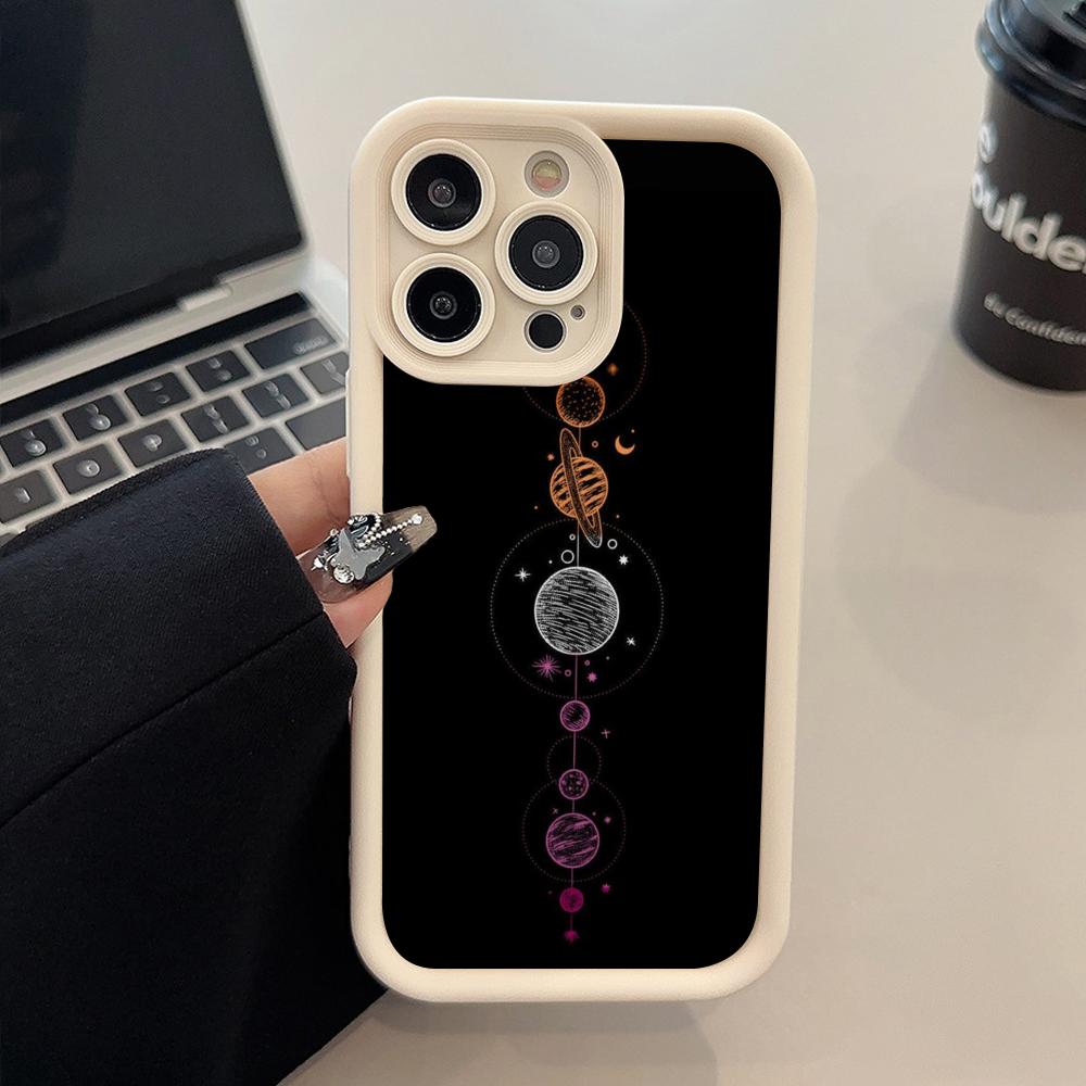 Чехол для мобильного телефона "Солнце и Луна" для iPhone 17 16 15 14 13 12 11 Air Pro Max Plus Утолщенный ТПУ Цветной Чехол Красивый Роскошный