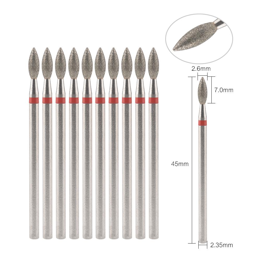 10 шт., сверла для ногтей, алмазные борфрезы, шлифовальные насадки, аксессуары для гель-лака для ногтей, инструмент для дизайна ногтей, хвостовик, резьба, полировка