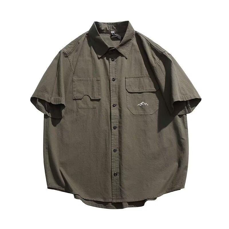 Летняя рубашка с коротким рукавом три четверти для студентов, свободный и нишевый дизайн, забавный новый мужской топ для ношения на открытом воздухе