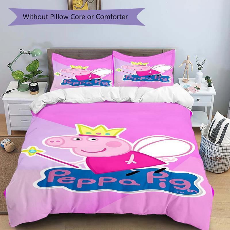 3pcs Peppa Pig Duvet Cover Set - Includes 1 Duvet Cover and 1/2 Pillowcases (No Insert) yy251107179