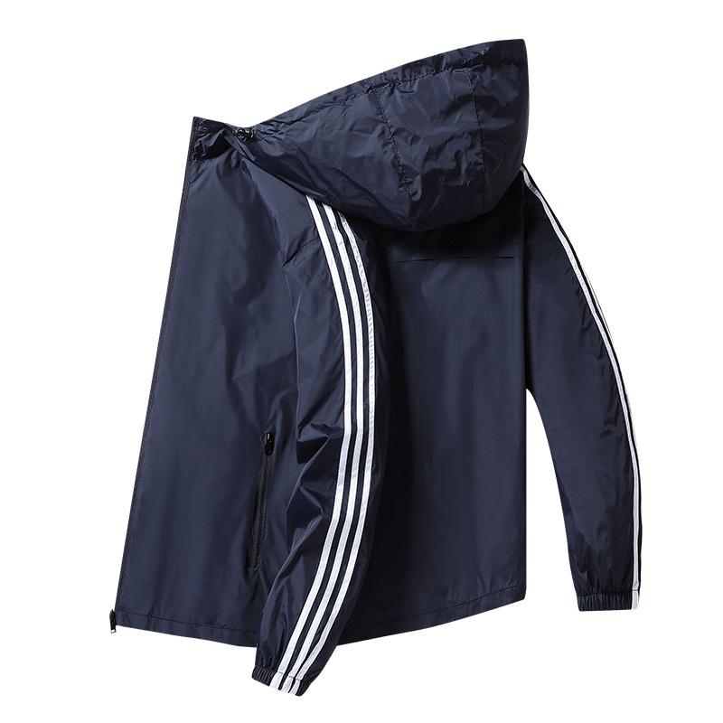 Куртка мужская весенняя куртка с капюшоном повседневная спортивная три полоски тонкий топ модная мужская одежда