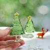 Миниатюрное украшение на елку из хрустального стекла ручной работы, милая мини-елка, коллекционные фигурки, праздничное украшение стола, подарок